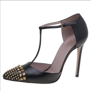 GUCCI Coline Studded T Strap Heels